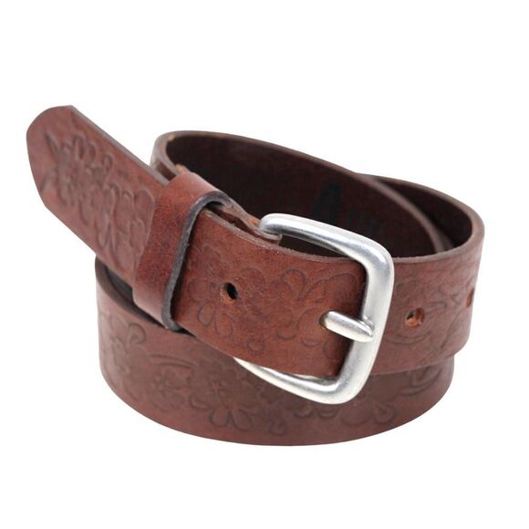 Old Navy EMBOSSED BROWN GENUINE LEATHER 1.25"Wd CASUAL DRESS WOMEN'S BELT S (A37 - Picture 2 of 12